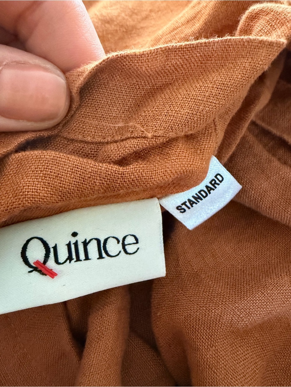 Quince Linen Duvet Cover and Standard Shams in Terracotta - Picture 8 of 9